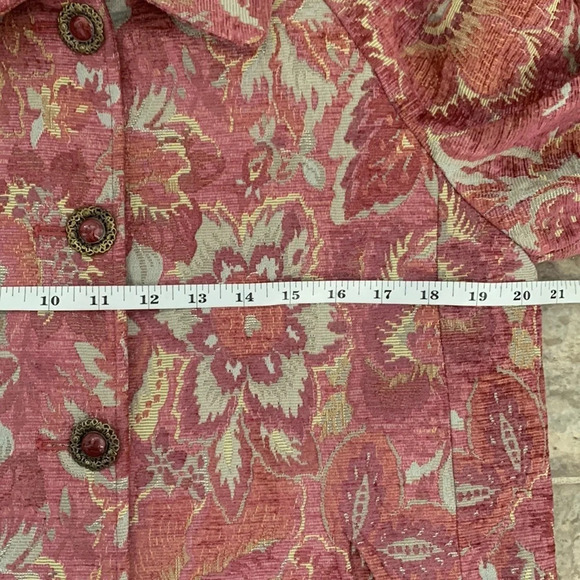 J.Jill Regency Jacquard Tapestry Floral Pink grandma playful jacket Medium - Picture 10 of 15